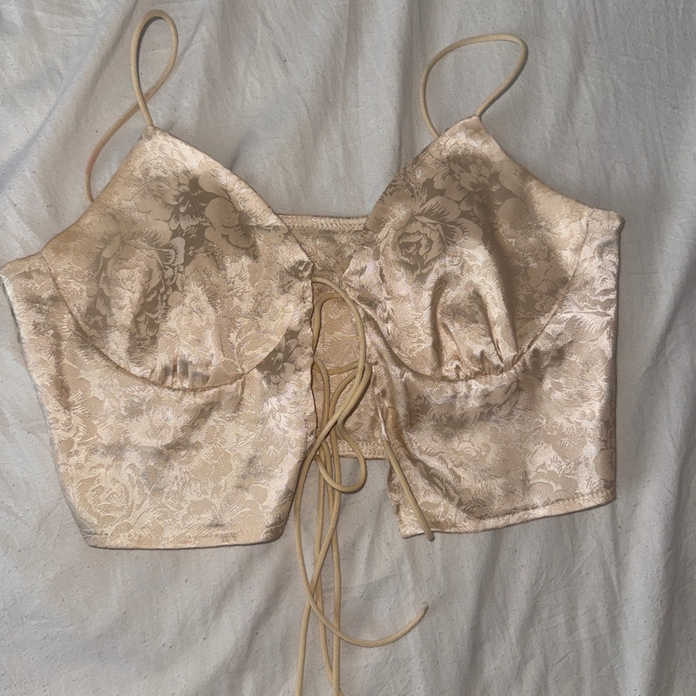 Commense Gold Tie Front Top